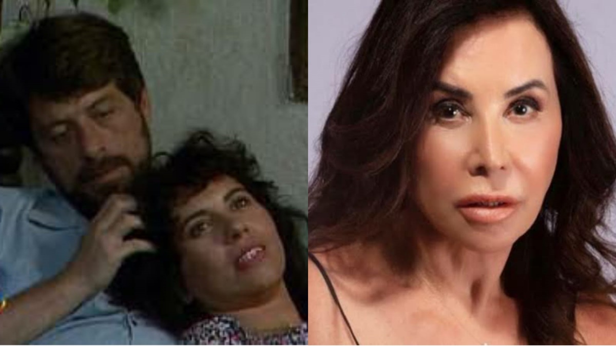 Claudia Alencar em cena de Tieta, na Globo e atualmente, aos 72