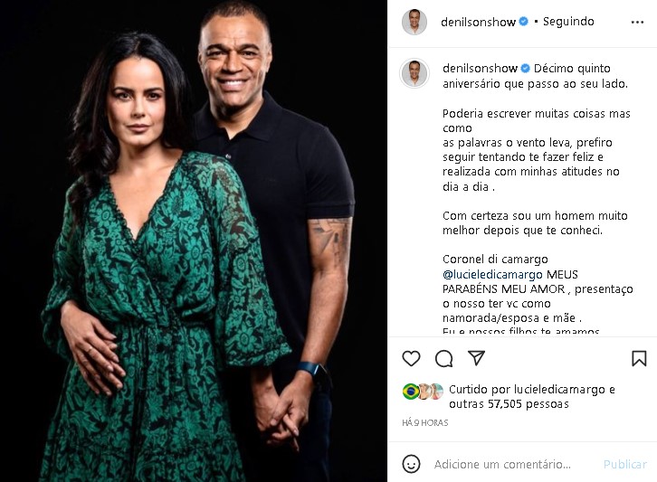 Denílson deixou um recado especial para Luciele Di Camargo, sua esposa (Foto: Reprodução/ Instagram)