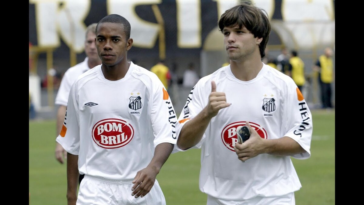 Diego e Robinho, quando jogavam no Santos (Foto: Reprodução)