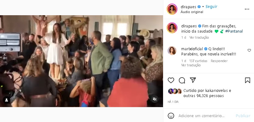 Dira Paes fez discurso nos bastidores de Pantanal e falou de Marcos Palmeira  (Foto: Reprodução/ Instagram)