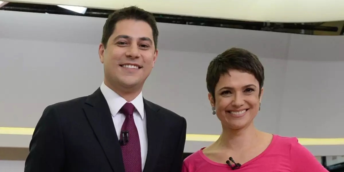 Evaristo Costa e Sandra Annenberg no Jornal Hoje. (Foto: Reprodução / Globo)