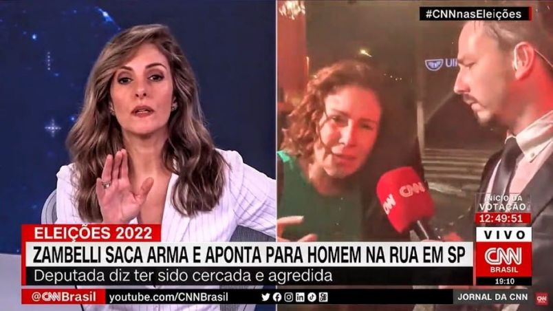 Monalisa Perrone deu invertida em Carla Zambelli ao vivo na CNN Brasil  (Foto: Reprodução)