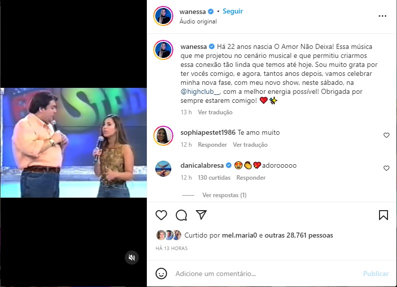 Wanessa Camargo relembra momento de sua carreira em vídeo - Foto: Reprodução