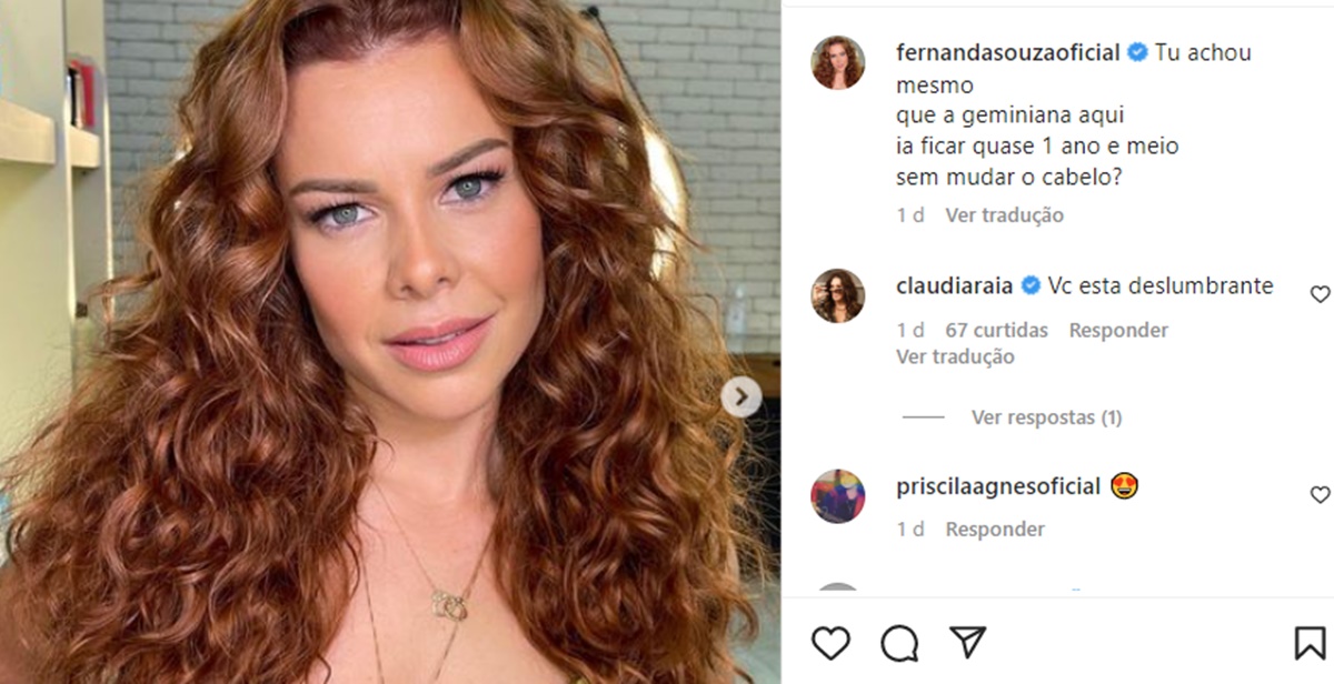 Fernanda Souza divulga foto transformada em suas madeixas 