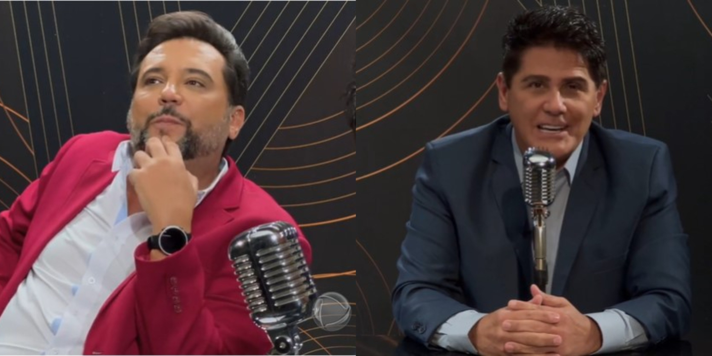 Geraldo Luís e César filho no podcast '100 Anos da Rádio no Brasil' - Foto: Reprodução