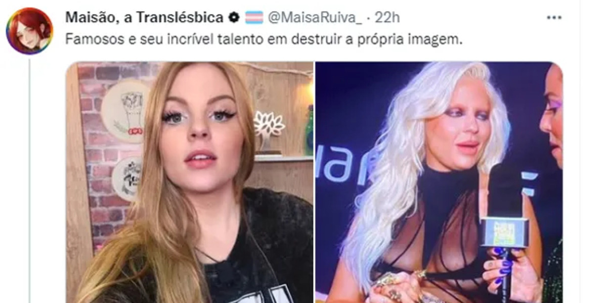 Usuária compartilhou uma crítica ao look de Luíza Sonza pelo Twitter (Foto Reprodução/Twitter)