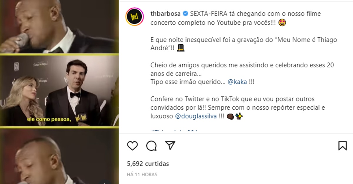 Thiaguinho celebrou seus 20 anos de carreira e fez anuncio aos seus fãs e seguidores