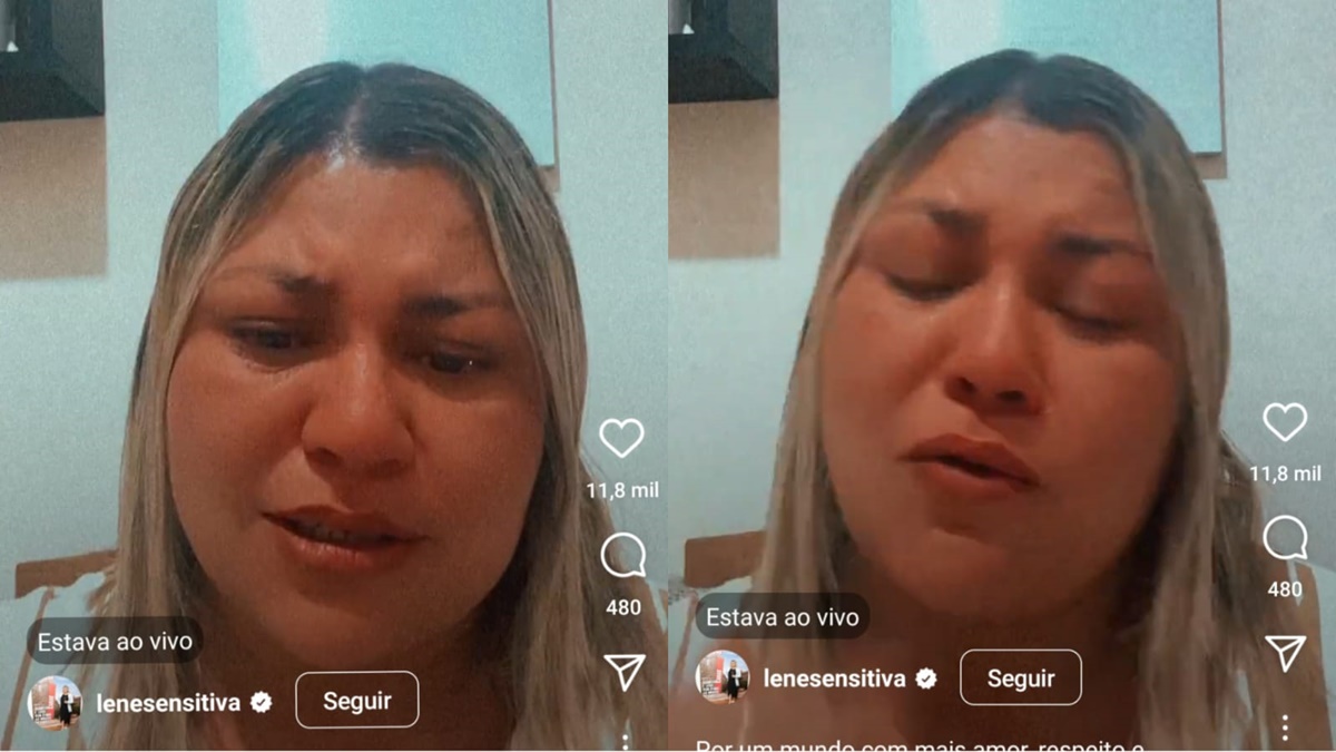 Lene Sensitiva faz transmissão ao vivo, conta que foi apedrejada por mulheres e se emociona ao contar sobre dedo quebrado