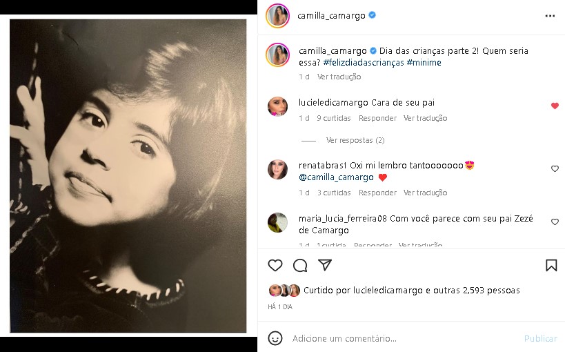 Luciele comentou publicação de Camilla Camargo (Foto: Reprodução/ Instagram)