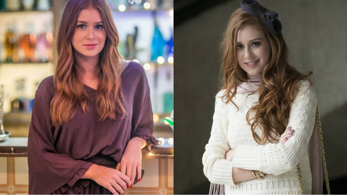 A atriz Marina Ruy Barbosa, atualmente, e na época da fantasma Nicole 