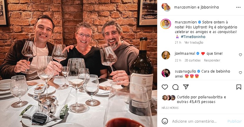 Marcos Mion saiu para jantar com Boninho e Tadeu Schmidt (Foto: Reprodução/ Instagram)