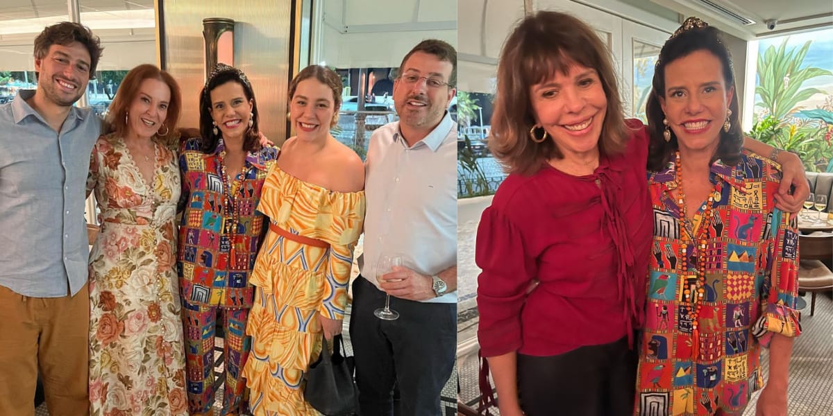 A socialite surgiu muito feliz ao lado de seus amigos e sua família na comemoração dos 56 anos (Reprodução: Instagram)