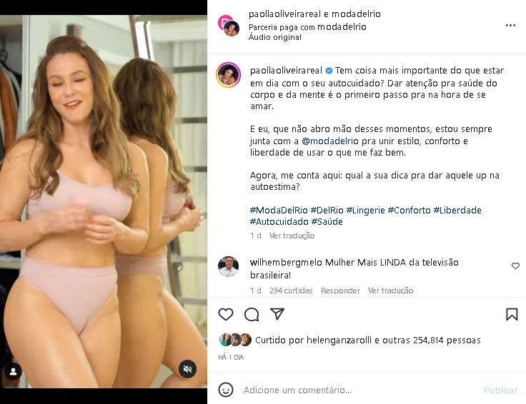 Paolla Oliveira surpreendeu ao expor um corpão em lingerie nude (Foto: Reprodução/ Instagram)