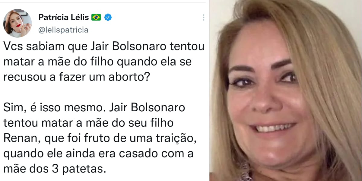 Patrícia Lélis faz grave acusação sobre Jair Bolsonaro (Reprodução: Twitter)