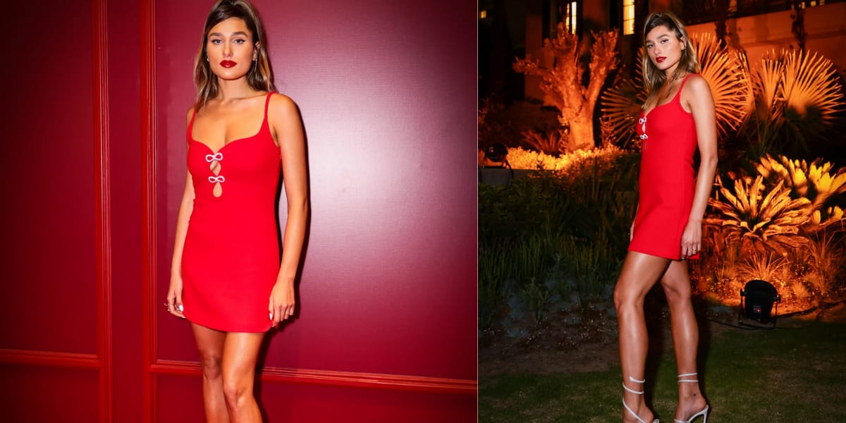 Com vestido vermelho, a modelo aumentou a temperatura em suas redes sociais (Reprodução: Instagram)