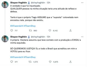 Shayan faz desabafo após expulsão da Fazenda 14 (Reprodução)