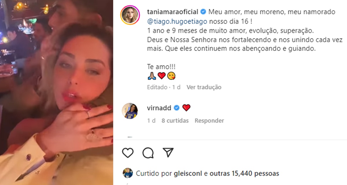 Tânia Mara posta vídeo e anuncia volta com Tiago Piquilo, pela terceira vez 