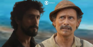 Mar do Sertão - Tertulinho (Renato Góes) fica 'p' da vida com descoberta e Timbó (Enrique Diaz) causa fuzuê ao vender água benzida (Foto: Reprodução / Globo / Montagem TV Foco)