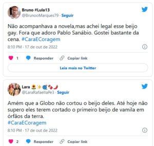 Público aprovou decisão da Globo de naturalizar cena de beijo gay (Foto: Reprodução / Twitter)