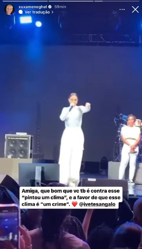 Postagem de Xuxa Meneghuel no Show de Ivete Sangalo (Foto: Reprodução/ Instagram)