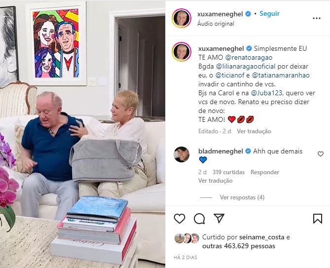 Xuxa expõe ida à mansão de Renato Aragão - Foto: Reprodução