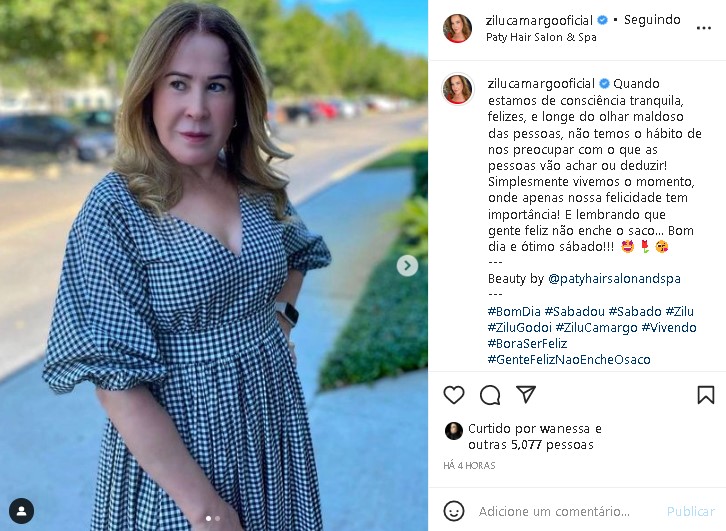 Zilu Godói deixou recado após suposta alfinetada (Foto: Reprodução/ Instagram)