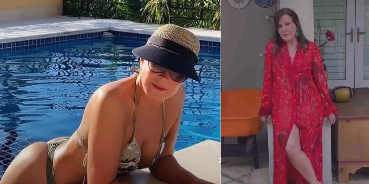 A influenciadora costuma postar fotos em posições sensuais, esbanjando seu corpão, aos 64 anos (Reprodução: Instagram)