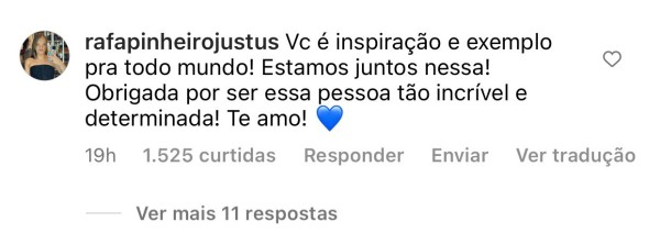 Comentário de Rafinha Justus (Foto: Reprodução/Instagram)