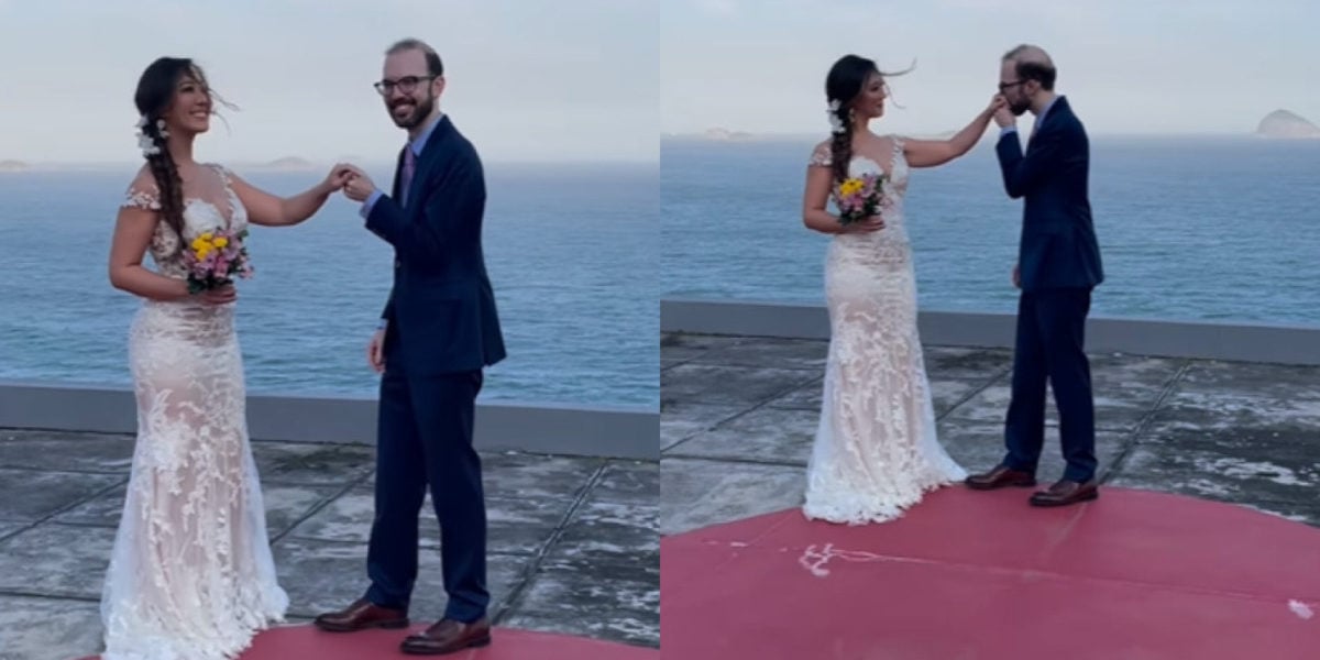 Um dos raros registros do casamento (Foto Reprodução/Montagem/Tv Foco)