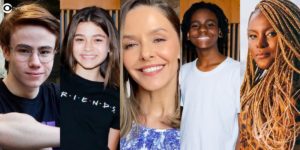 Parte do elenco de A Infância de Romeu e Julieta (Foto: Montagem/Thais Teles)