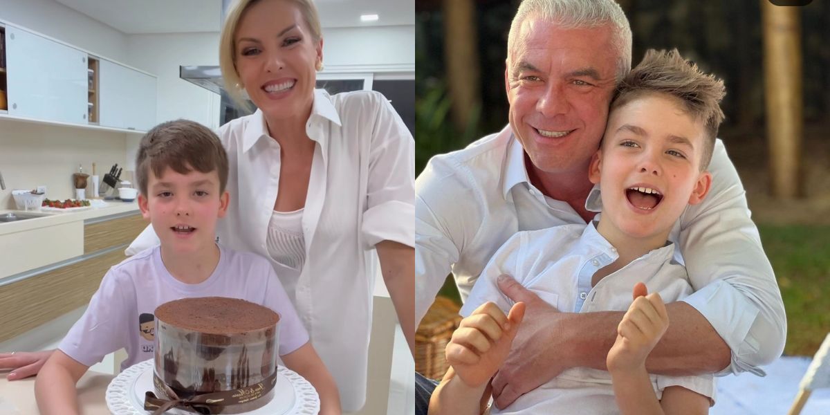 Ana Hickmann e o marido Alexandre Corrêa com o filho Alexandre