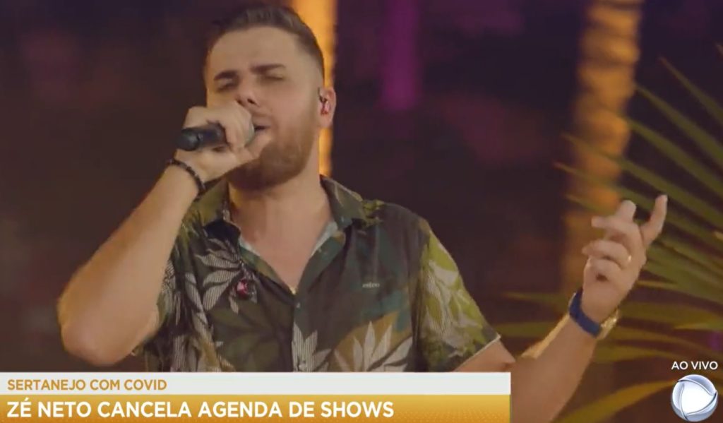 O Fala Brasil noticiou o cancelamento de shows de Zé Neto por conta da covid- Foto: Reprodução/Record