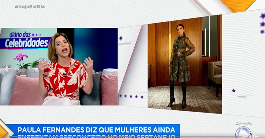 Hoje Em Dia repercutiu um desabafo de Paula Fernandes- Foto: Reprodução/Record