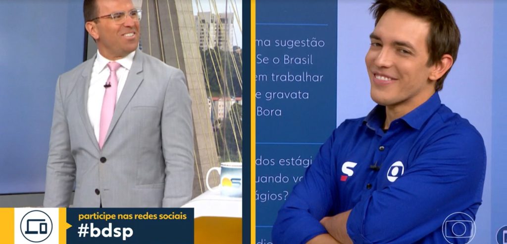 Bocardi e Alessandro Jodar falaram sobre uma aposta feita por Roberto Kovalick no Hora 1- Foto: Reprodução/Globo
