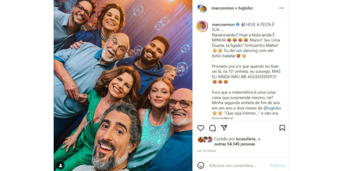 Marcos Mion publicou registro ao lado de Lima Duarte e outros artistas (Foto: Reprodução/Instagram)