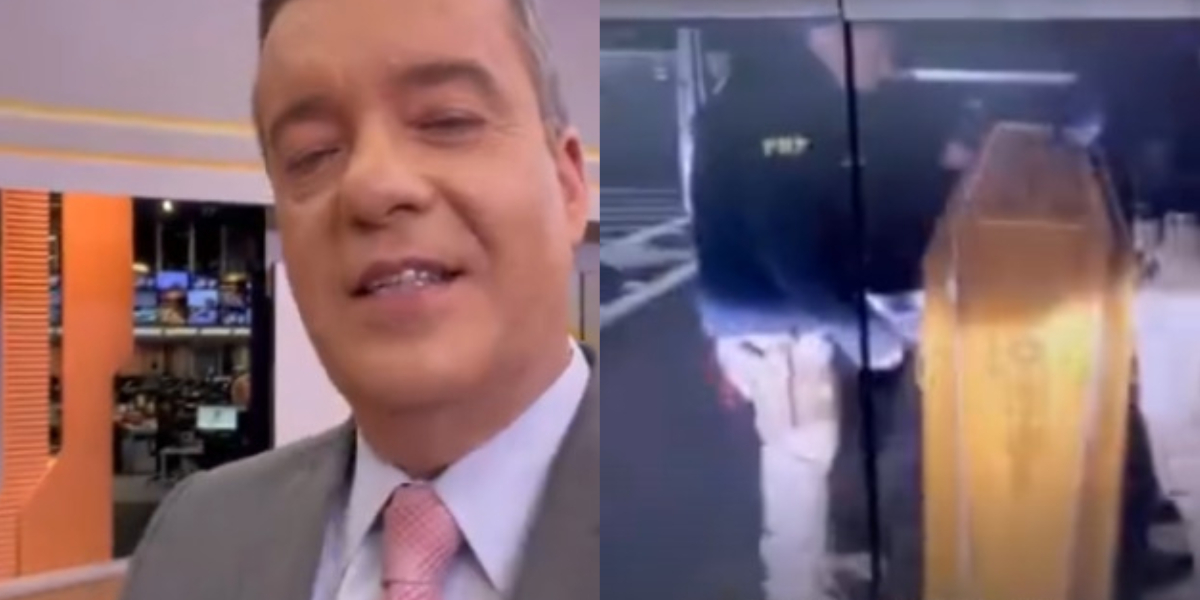 Roberto Kovalick repercutiu notícia de caixão com drogas (Imagem: Montagem/TV Foco)