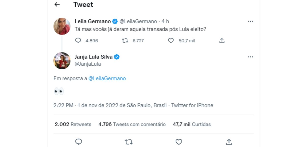 Esposa de Lula acaba entregando no Twitter pista sobre vida sexual com presidente