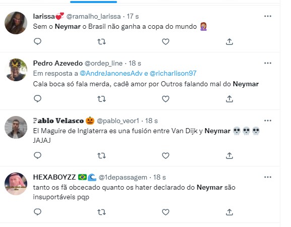 Internautas se dividiram entre criticas e manifestações de apoio a Neymar