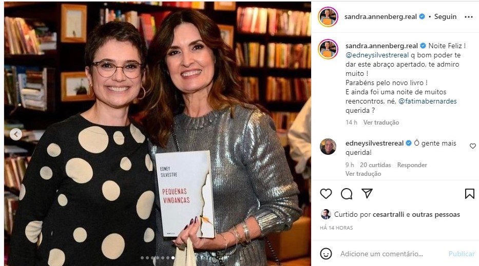 Sandra Annenberg publica foto com Fátima Bernardes