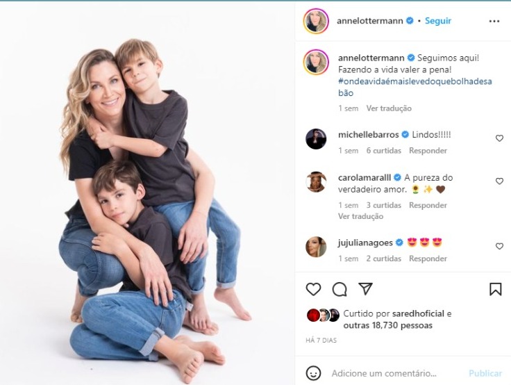 Anne Lottermann publica raro registro com os filhos, Leo e Gael (Foto: Reprodução/Instagram)