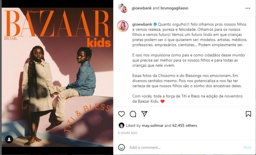 Post de Gio Ewbank (Foto: Reprodução/Instagram)