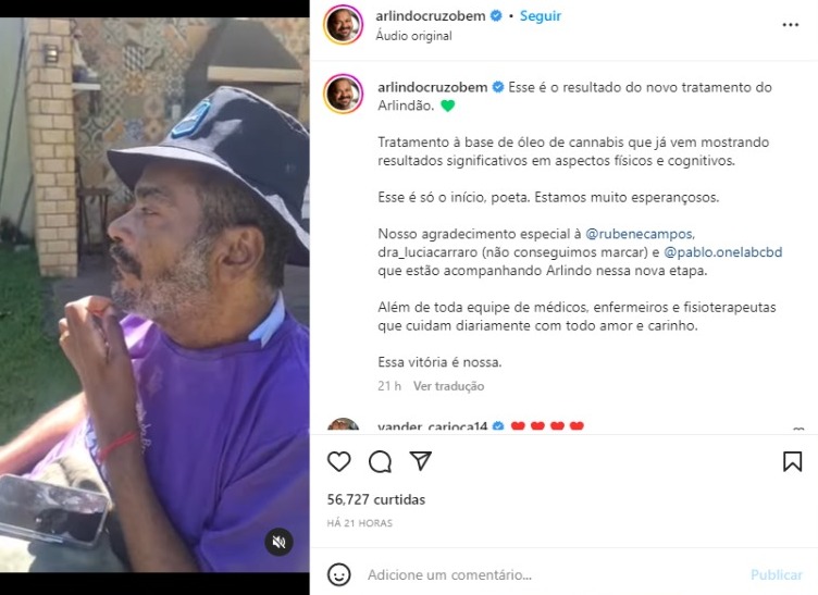 Esposa de Arlindo Cruz comemora melhora com novo tratamento (Foto: Reprodução/Instagram)