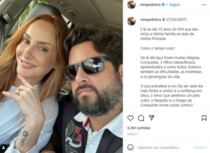 Marido de Claudia Leitte se declarou em aniversário de casamento (Foto: Reprodução/Instagram)