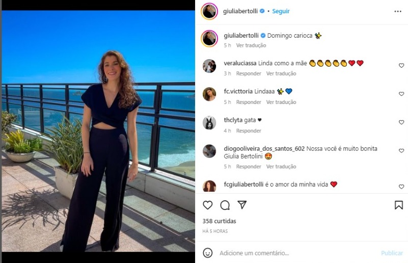 Giulia Bertolli em clique raro no Rio de Janeiro (Foto: Reprodução/Instagram)