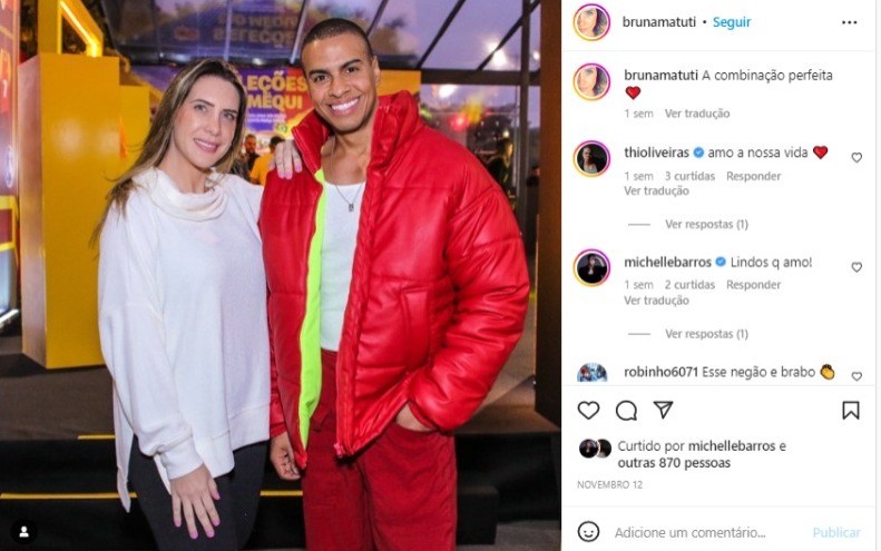 Bruna Matuti se declara ao apresentador do É de Casa (Foto: Reprodução/Instagram)