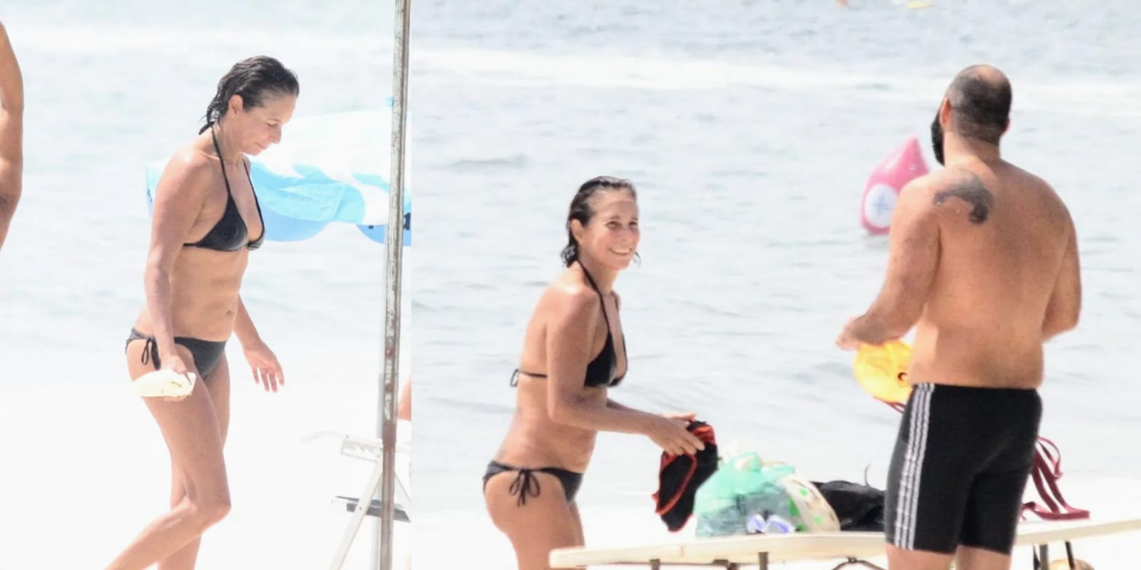 Andréa Beltrão aproveita o calor do Rio de Janeiro para se refrescar em praia de Copacabana (Foto: Reprodução/Montagem)