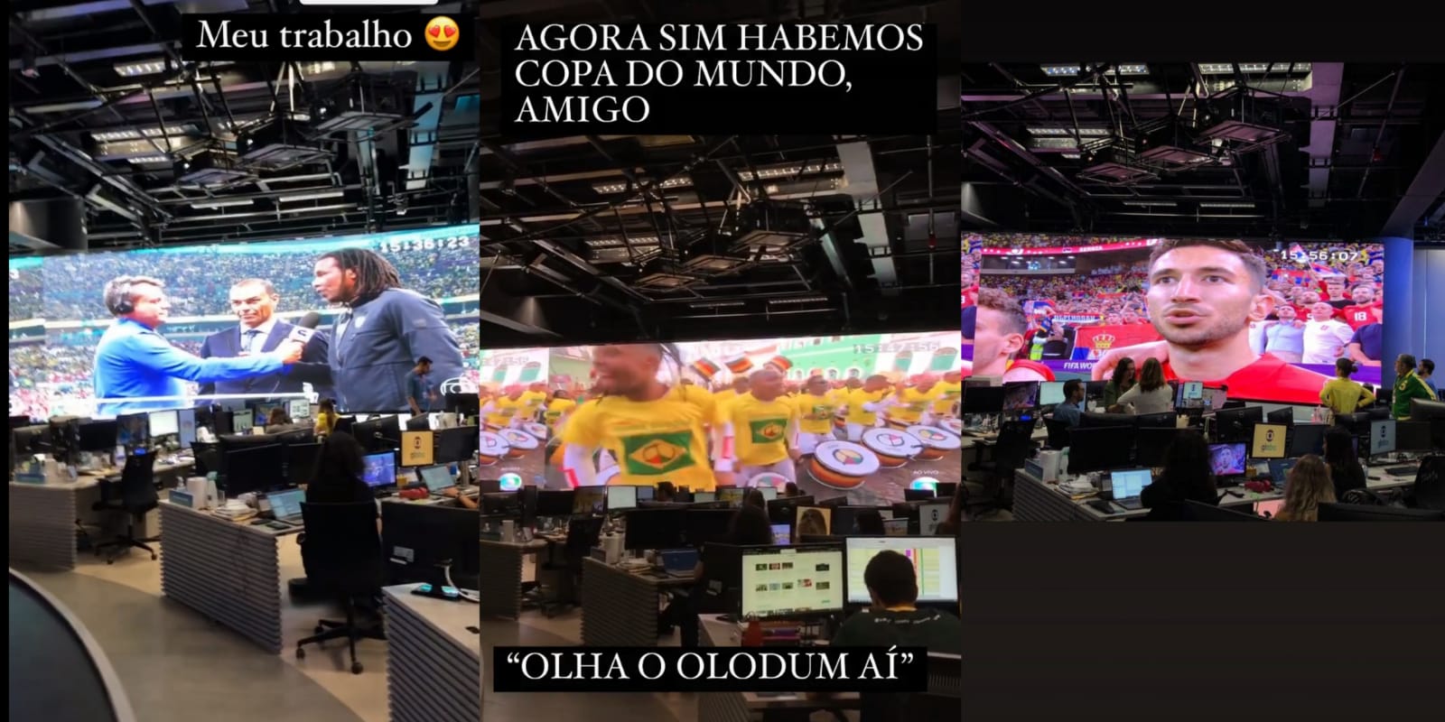 Bastidores do Jornal Nacional em ritmo de Copa do Mundo (Foto: Reprodução/Instagram)