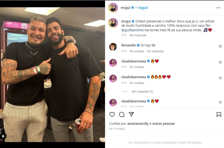 MC Gui surge ao lado de Gusttavo Lima (Foto: Reprodução/Instagram)