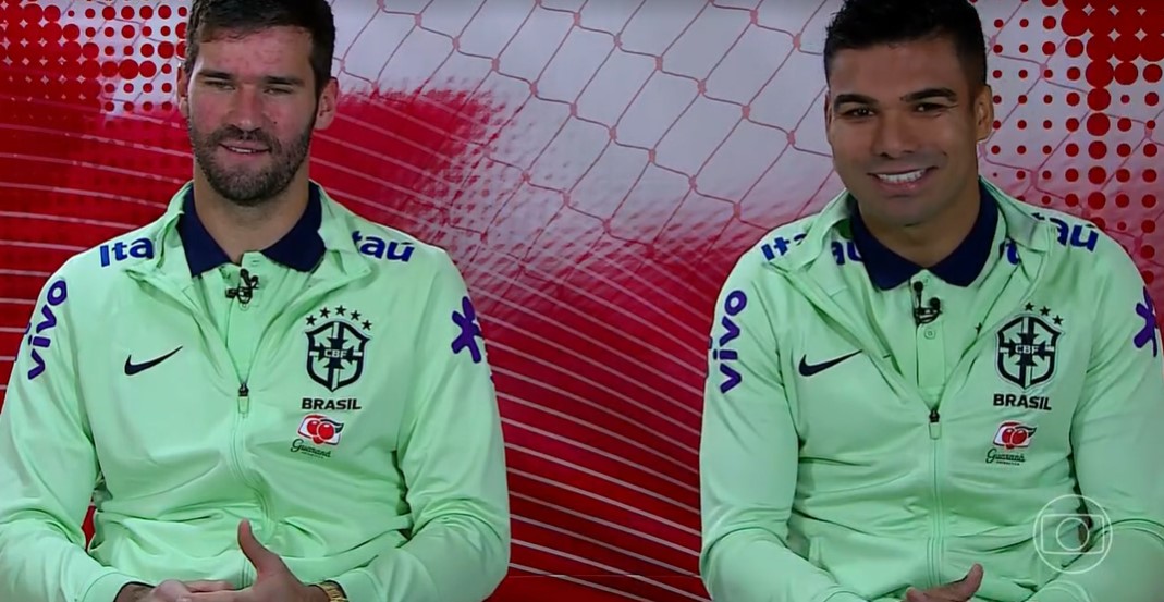 Alisson Becker e Casemiro deram entrevista para o Domingão de Luciano Huck