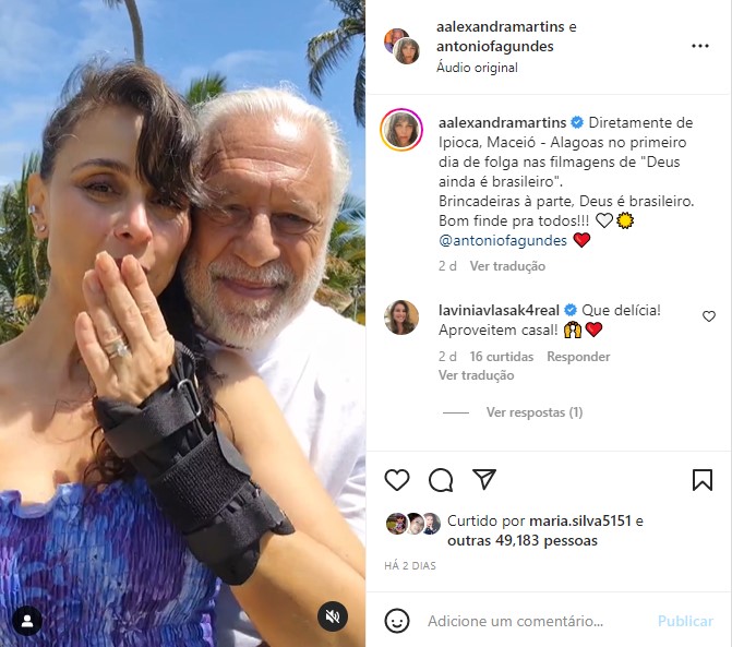 Antônio Fagundes surge ao lado da esposa em vídeo - Foto: Reprodução